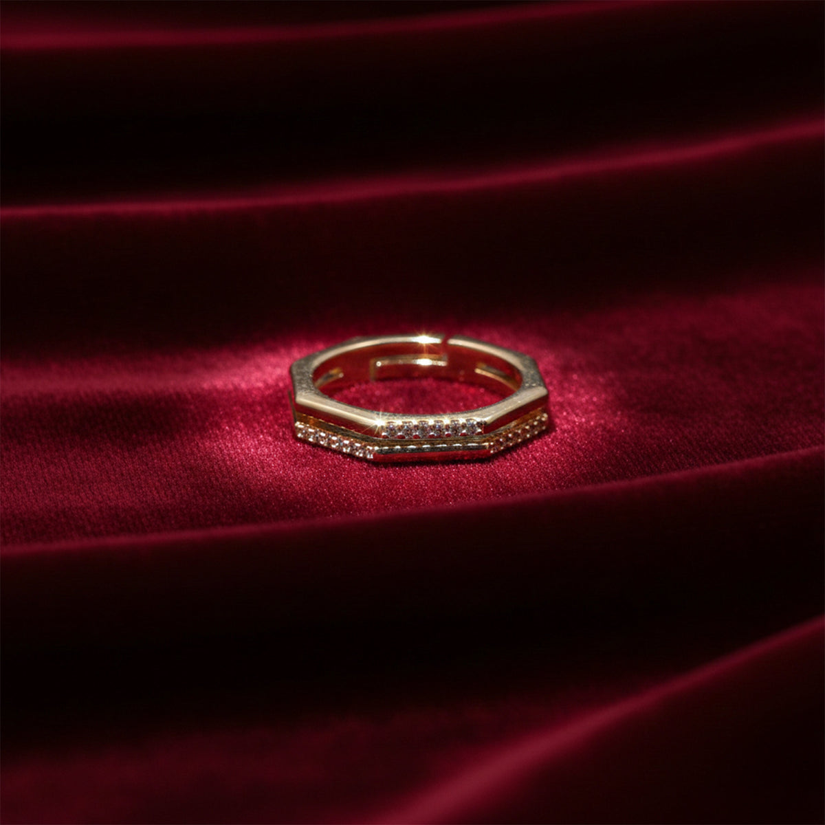 Hexagon Crystal Gold Ring jewellery product view 2