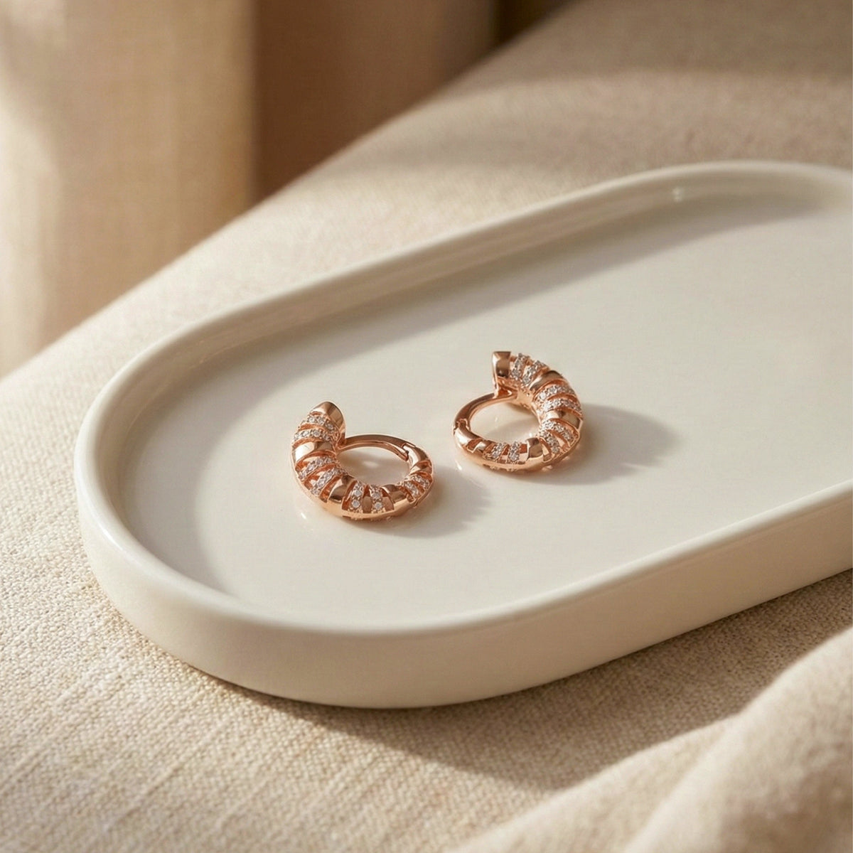 Diamond Enamel Hoop Earrings jewellery product view 2