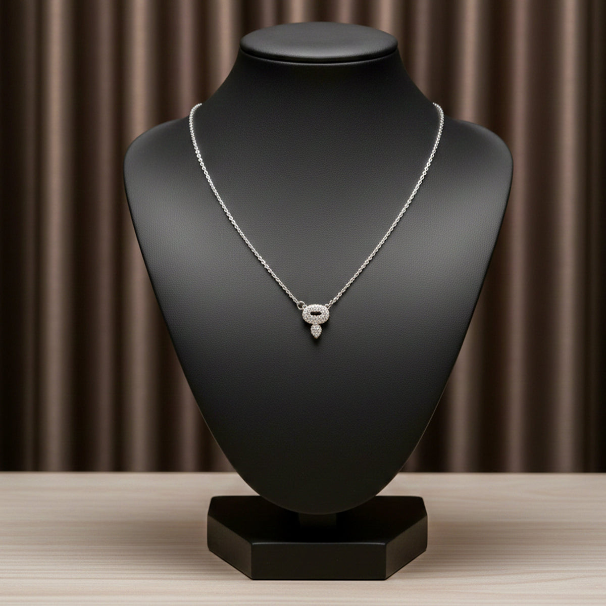 Luxury Halo Diamond Silver Necklace jewellery product view 5