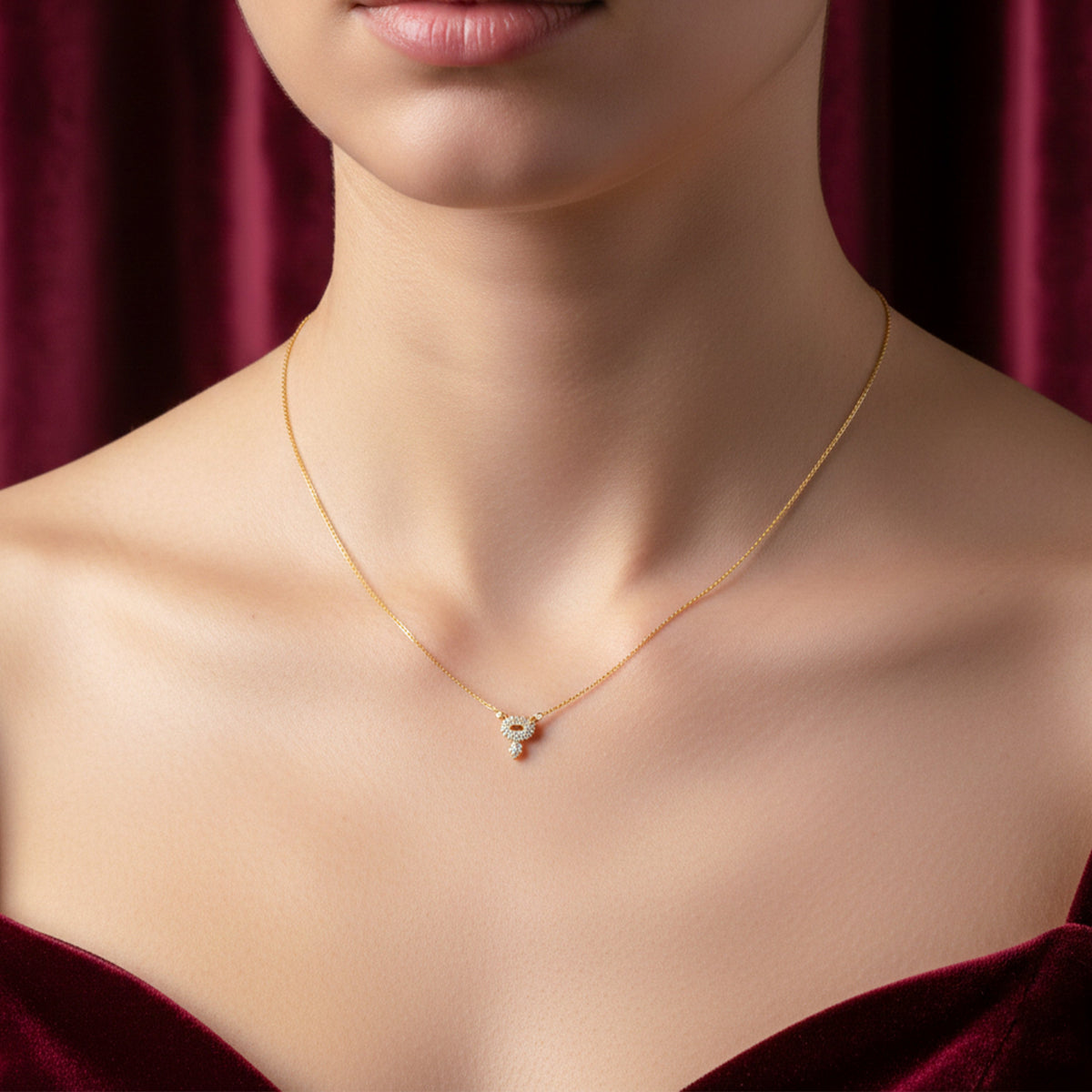 Luxury Halo Diamond Gold Necklace jewellery product view 3