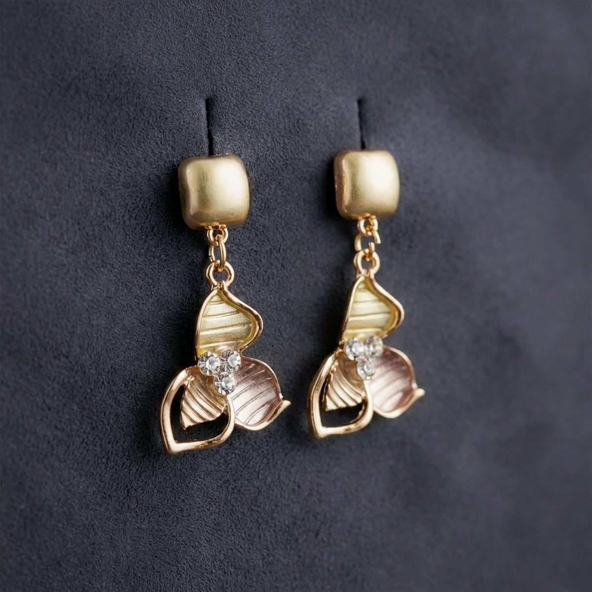 Golden Leaf Designer Earrings jewellery product view 3