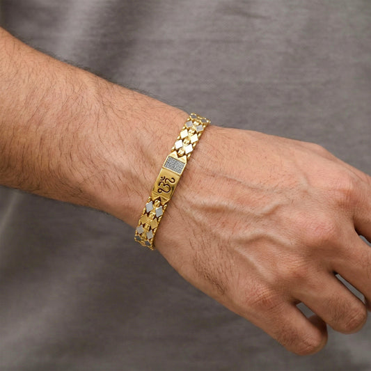 Elite Om Engraved Gold Bracelet jewellery product view 2