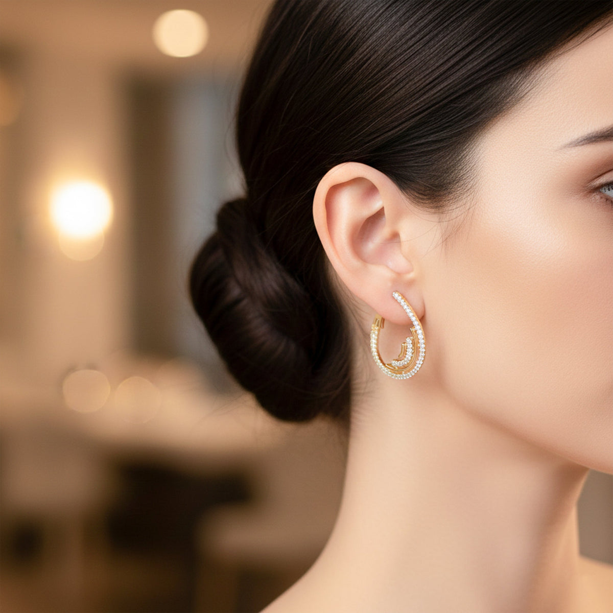 Elite Halo Zircon Hoop Earrings jewellery product view 6