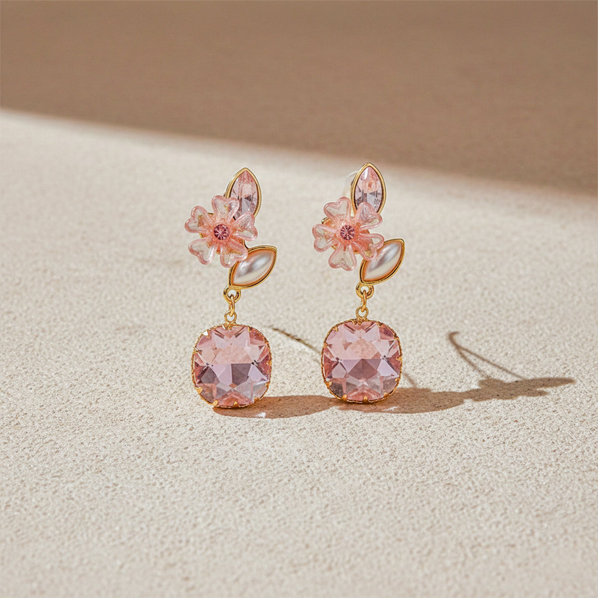 Pink Blossom Elegance Drop Earrings jewellery product view 3