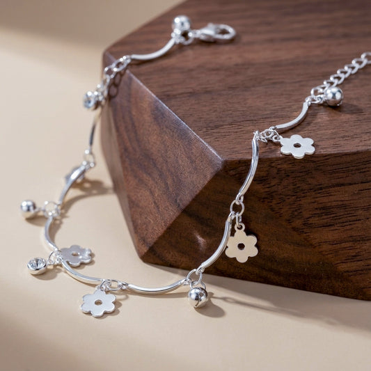 Luna Floral Charm Anklet jewellery product view 2