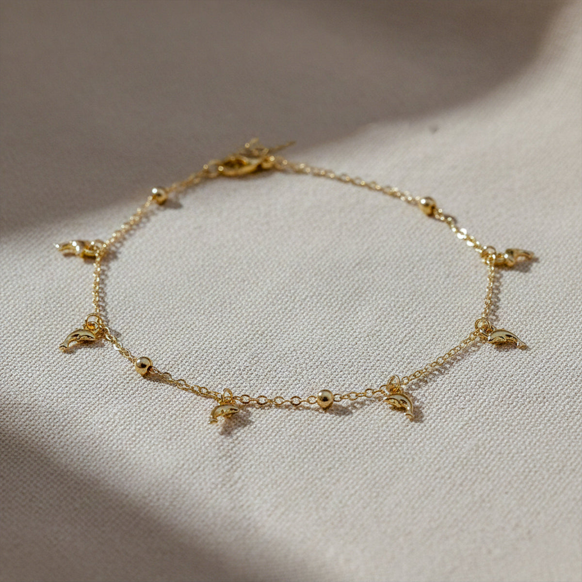 Premium Dolphin Charm Gold Anklet jewellery product view 3