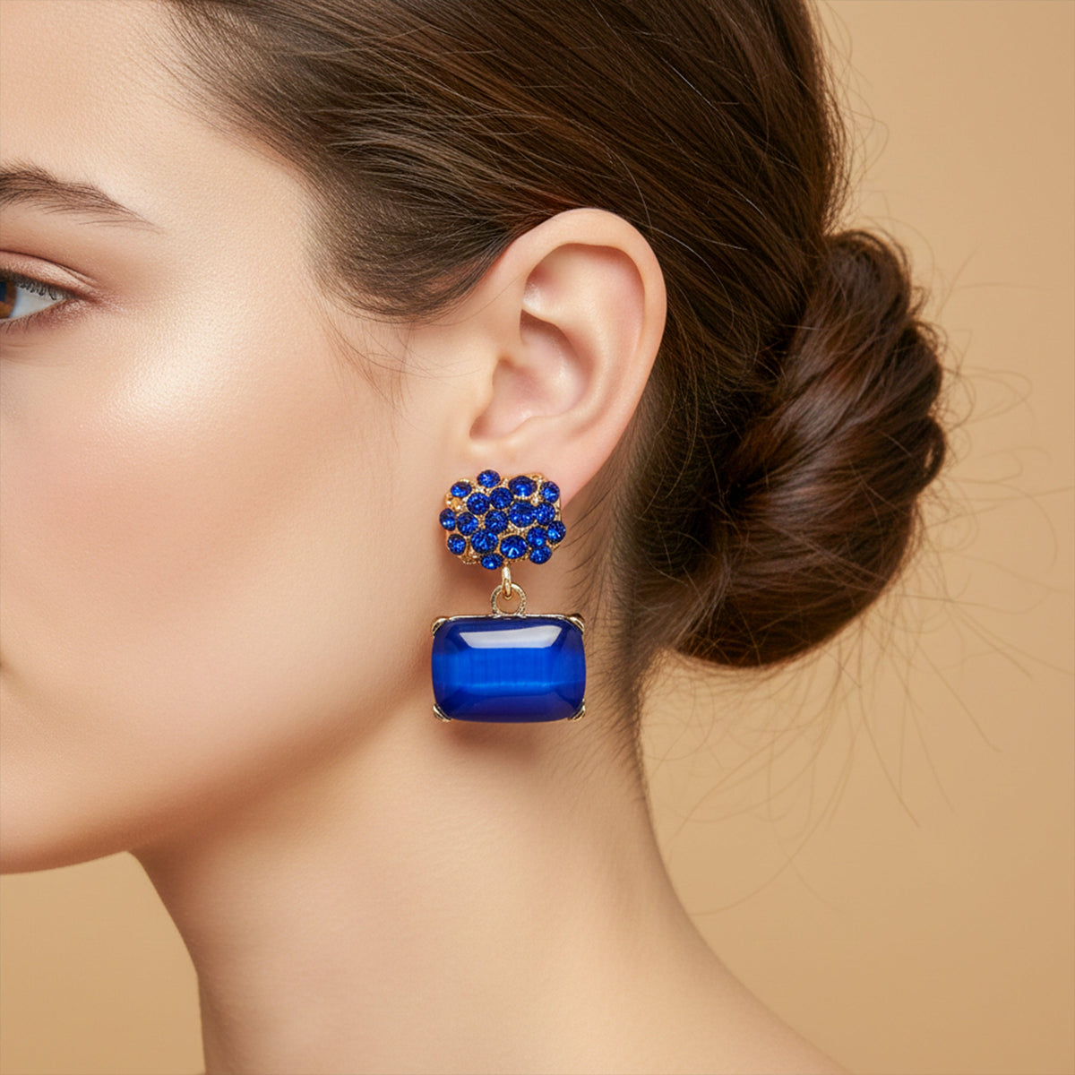Blue Opulence Drops Earrings jewellery product view 2