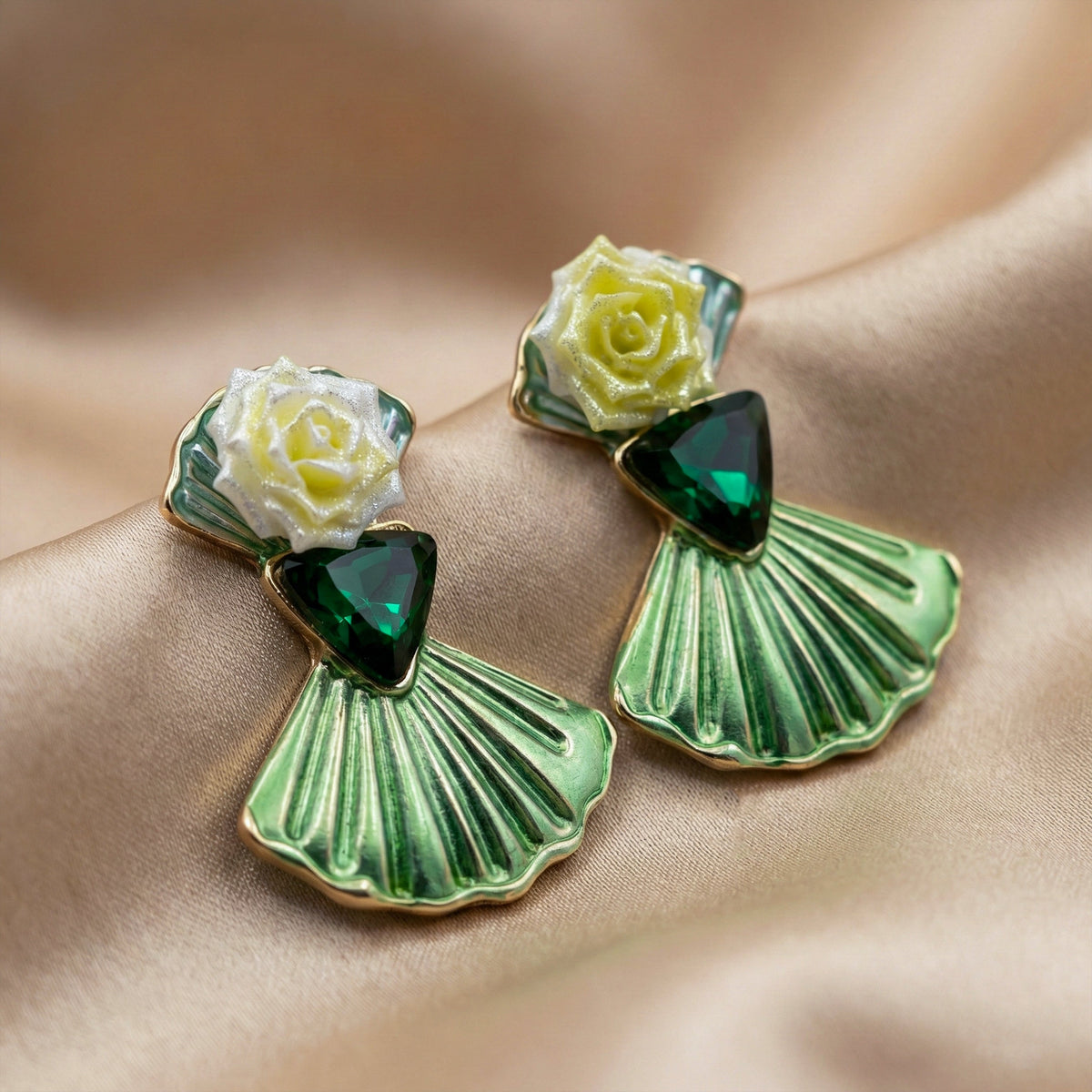 Luxury Blossom Emerald Earrings jewellery product view 2
