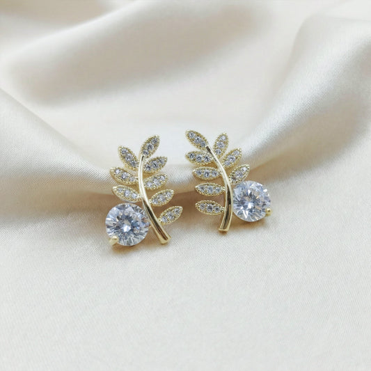 Leaf Solitaire Earrings jewellery product view 1