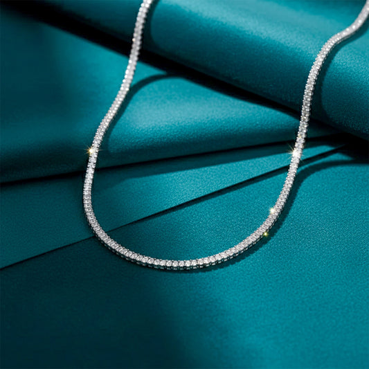 Silver Diamond Tennis Necklace jewellery product view 2