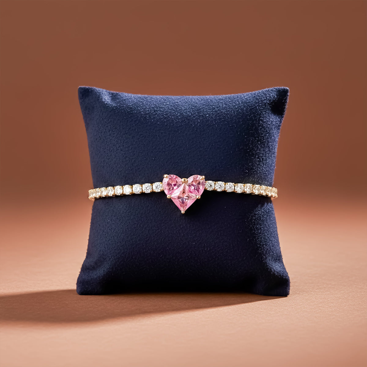 Pink Heart Diamond Tennis Bracelet jewellery product view 2