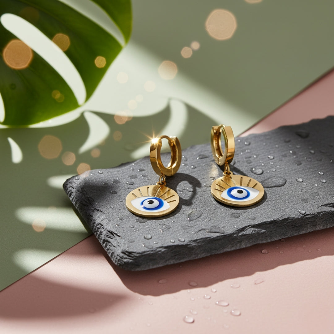 Evil Eye Round Earrings jewellery product view 3