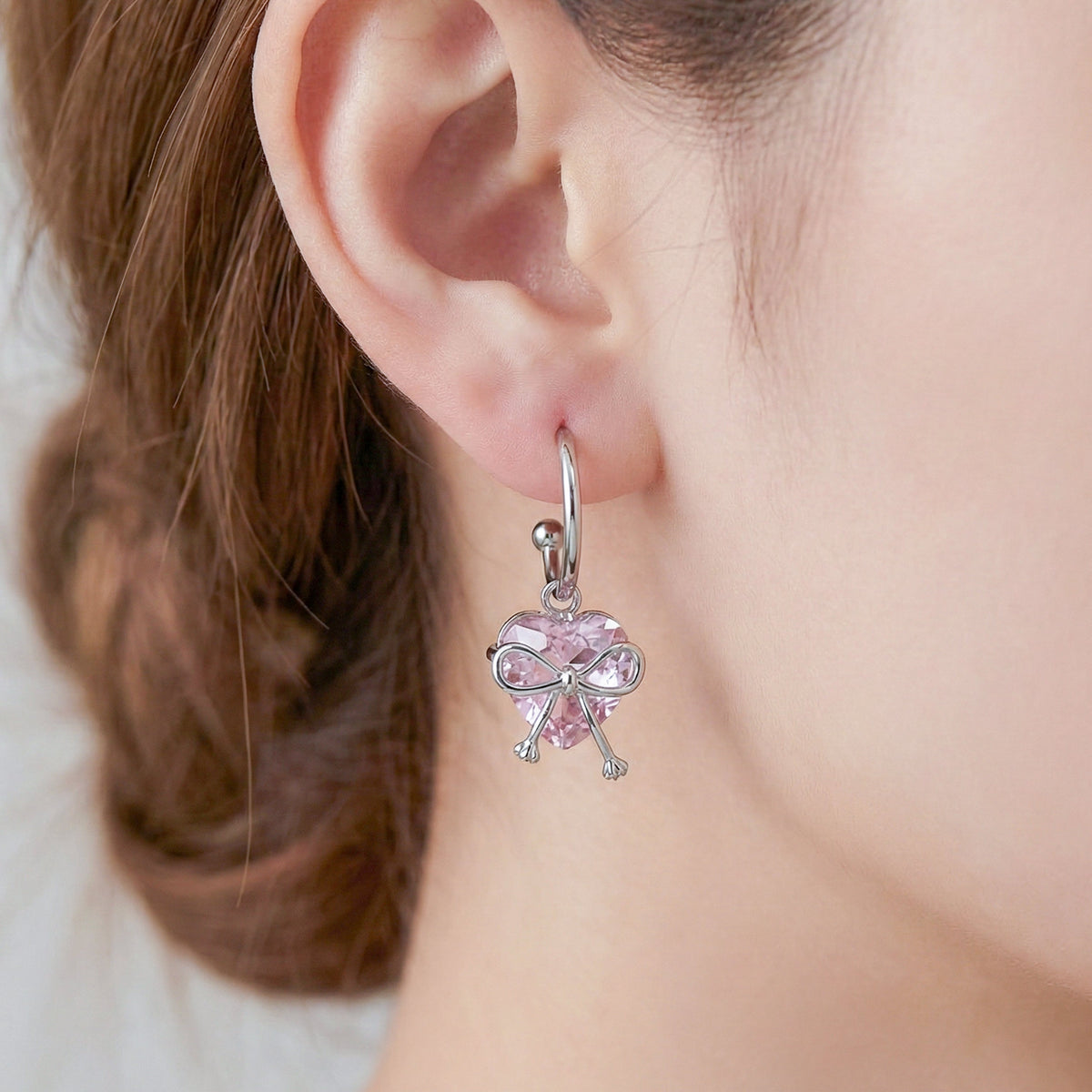 Blush Heart Luxe Bow Hoop Earrings jewellery product view 2