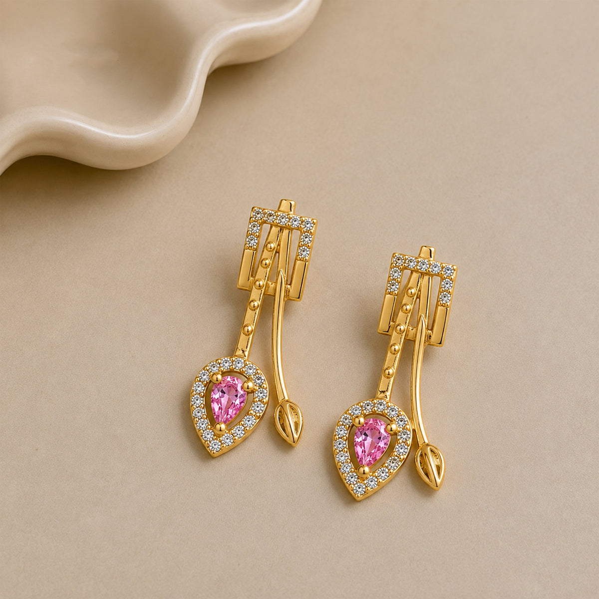 Rooh Pink Earrings jewellery product view 1