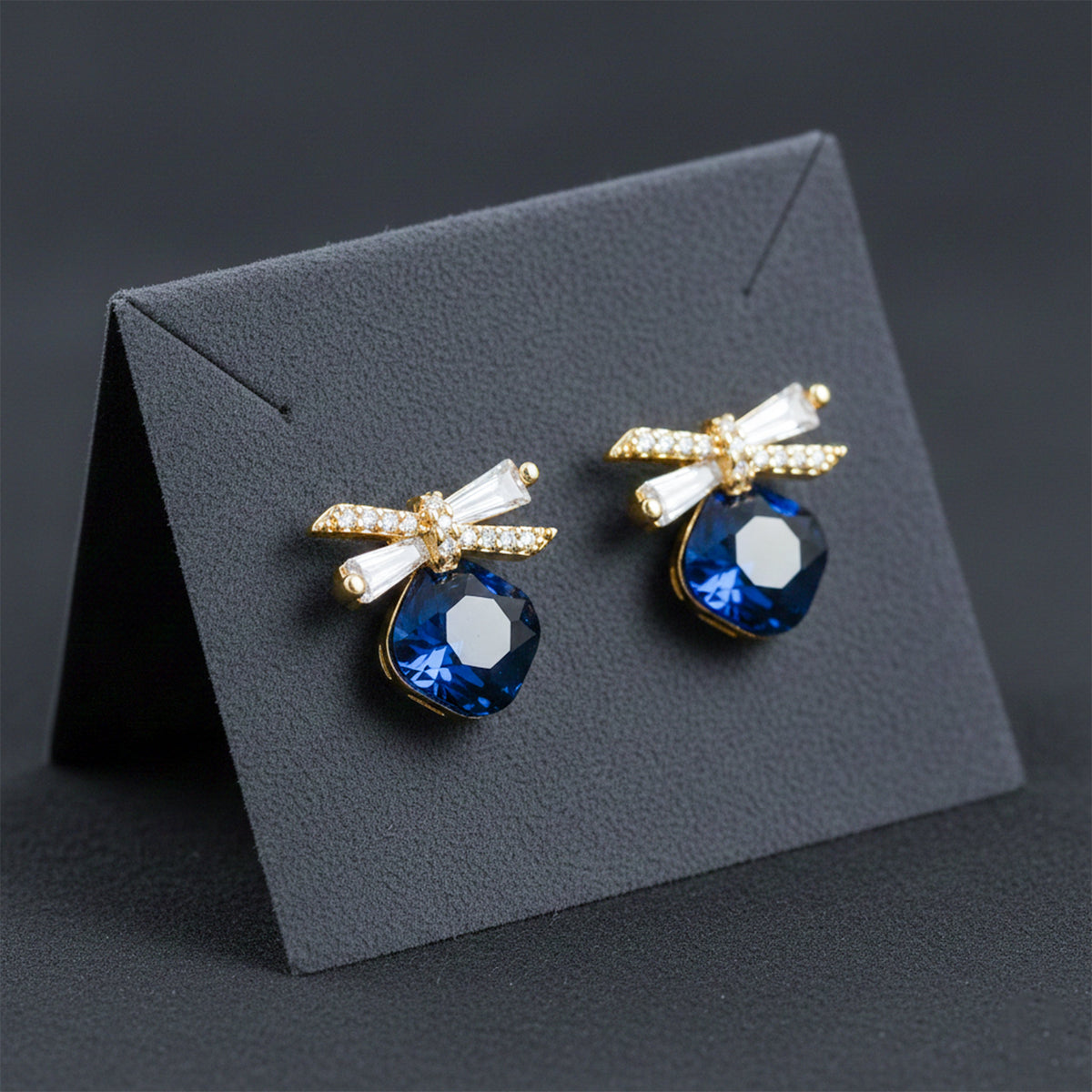 Sapphire Spark Bow Earrings jewellery product view 2