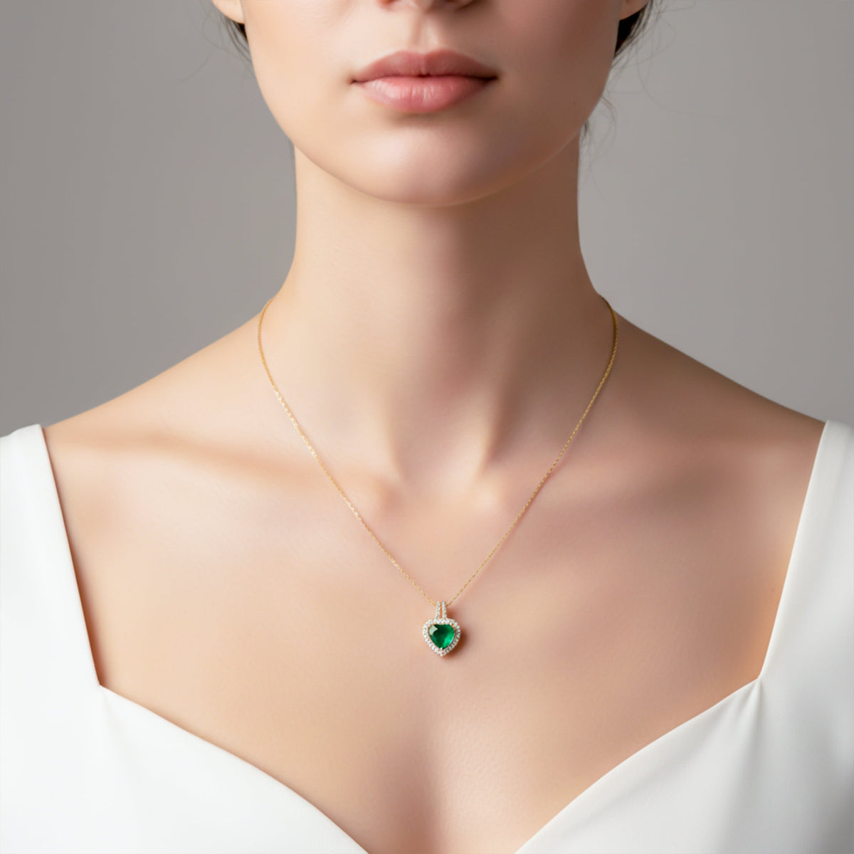 Elegant Green Heart Crystal Pendant jewellery product view 2