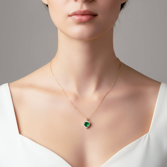 Elegant Green Heart Crystal Pendant jewellery product view 2