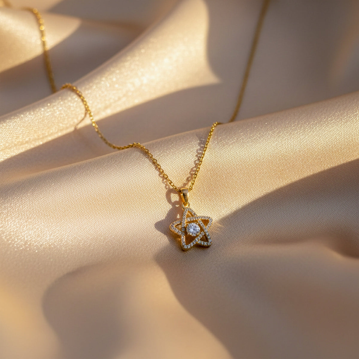 Luxury Crystal Star Gold Pendant Necklace jewellery product view 1
