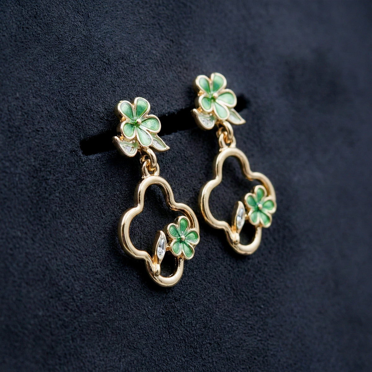 Green Blossom Luxe Earrings jewellery product view 3