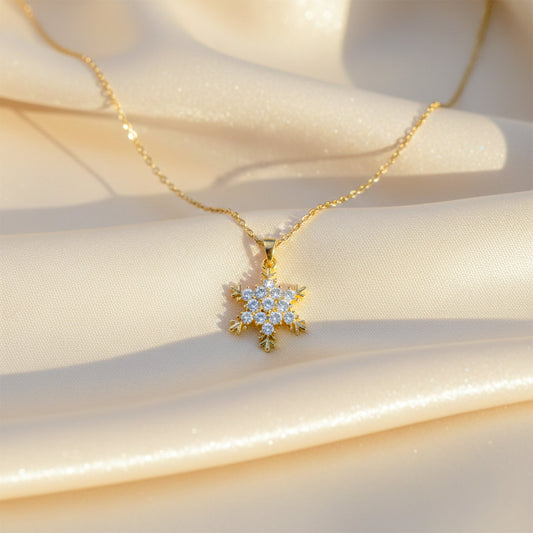 Golden Snowflake Diamond Necklace jewellery product view 1