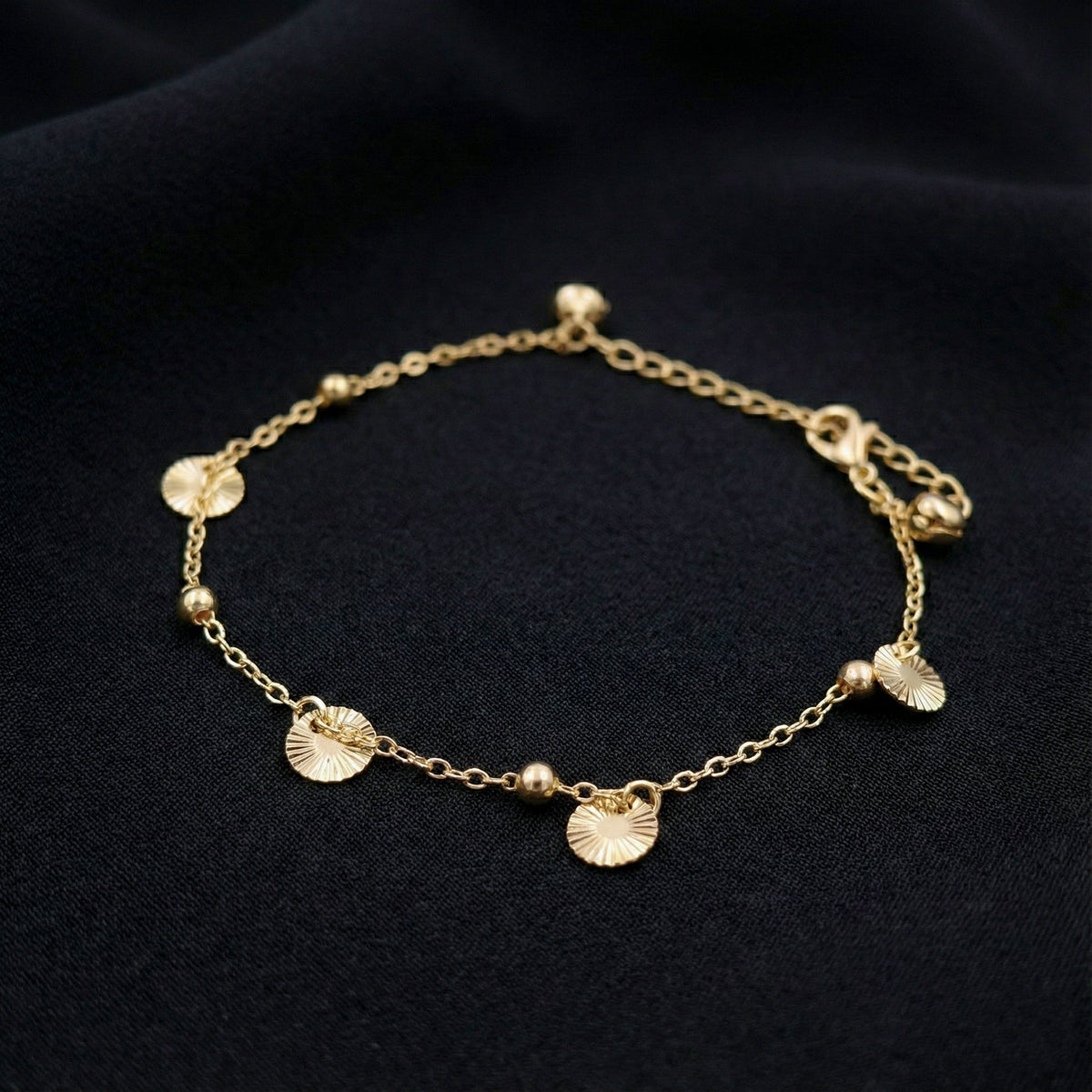 Elysian Minimal Gold Charm Anklet jewellery product view 2