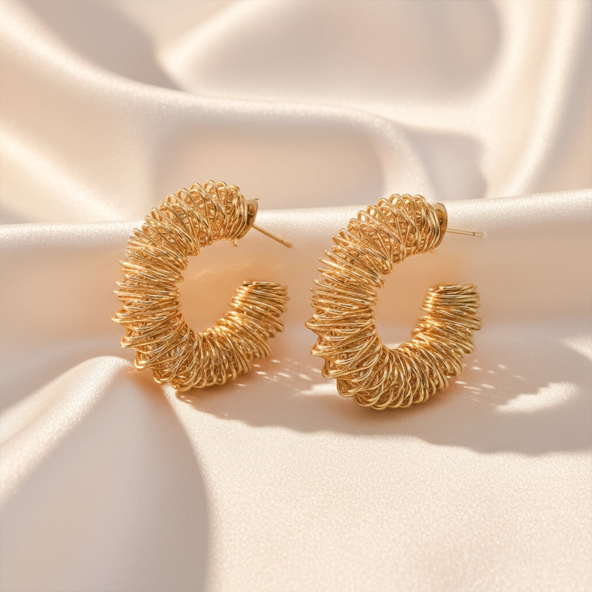 Spiral Gold Hoop Earrings jewellery product view 1