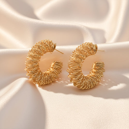 Spiral Gold Hoop Earrings jewellery product view 1