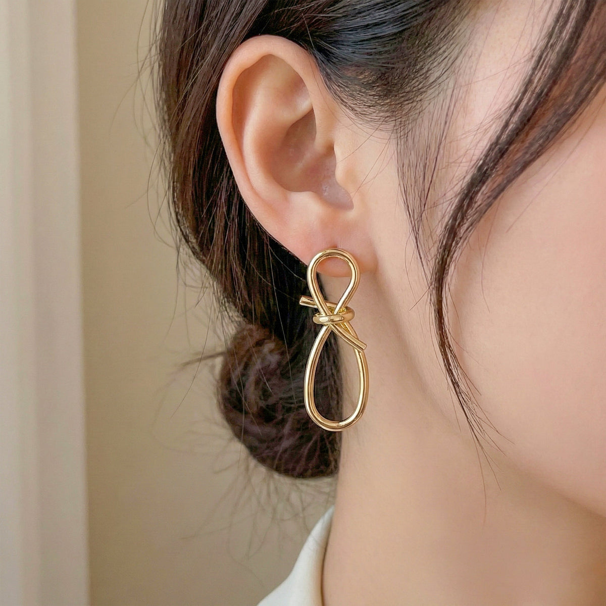 Luxe Knot Loop Drop Earrings jewellery product view 2
