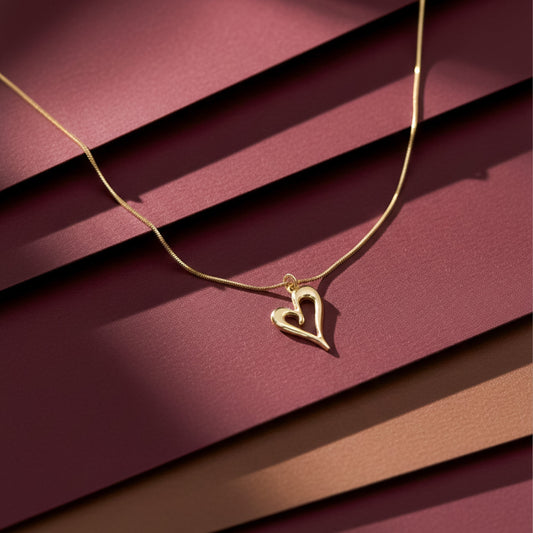 Romantic Gold Heart Pendant Necklace jewellery product view 1