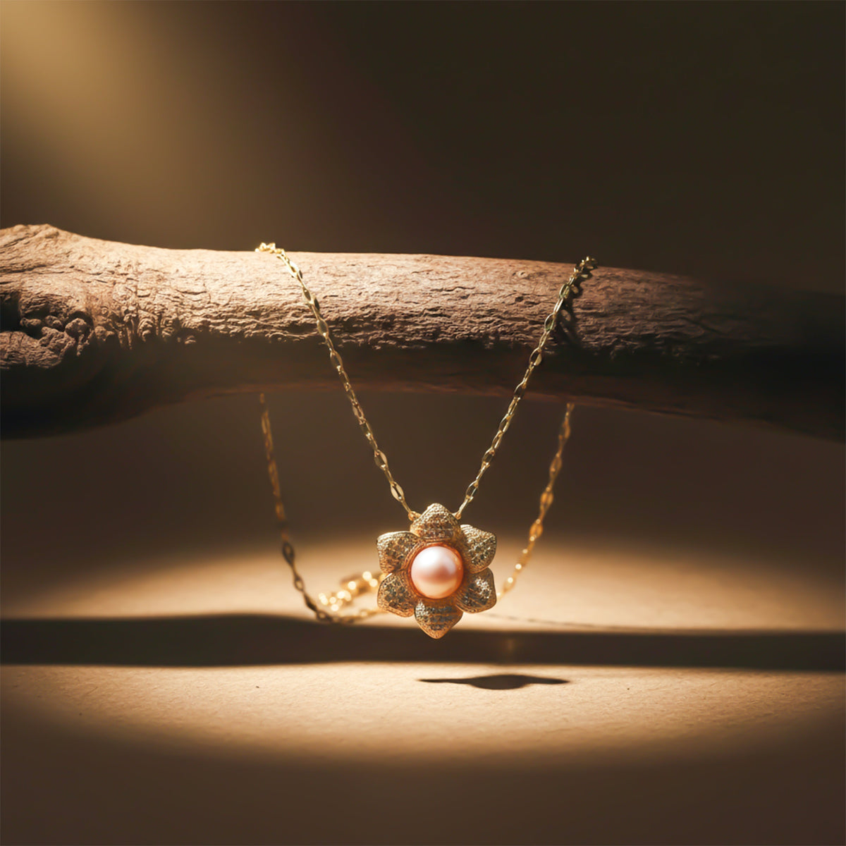 Gold Flower Pearl Pendant jewellery product view 2