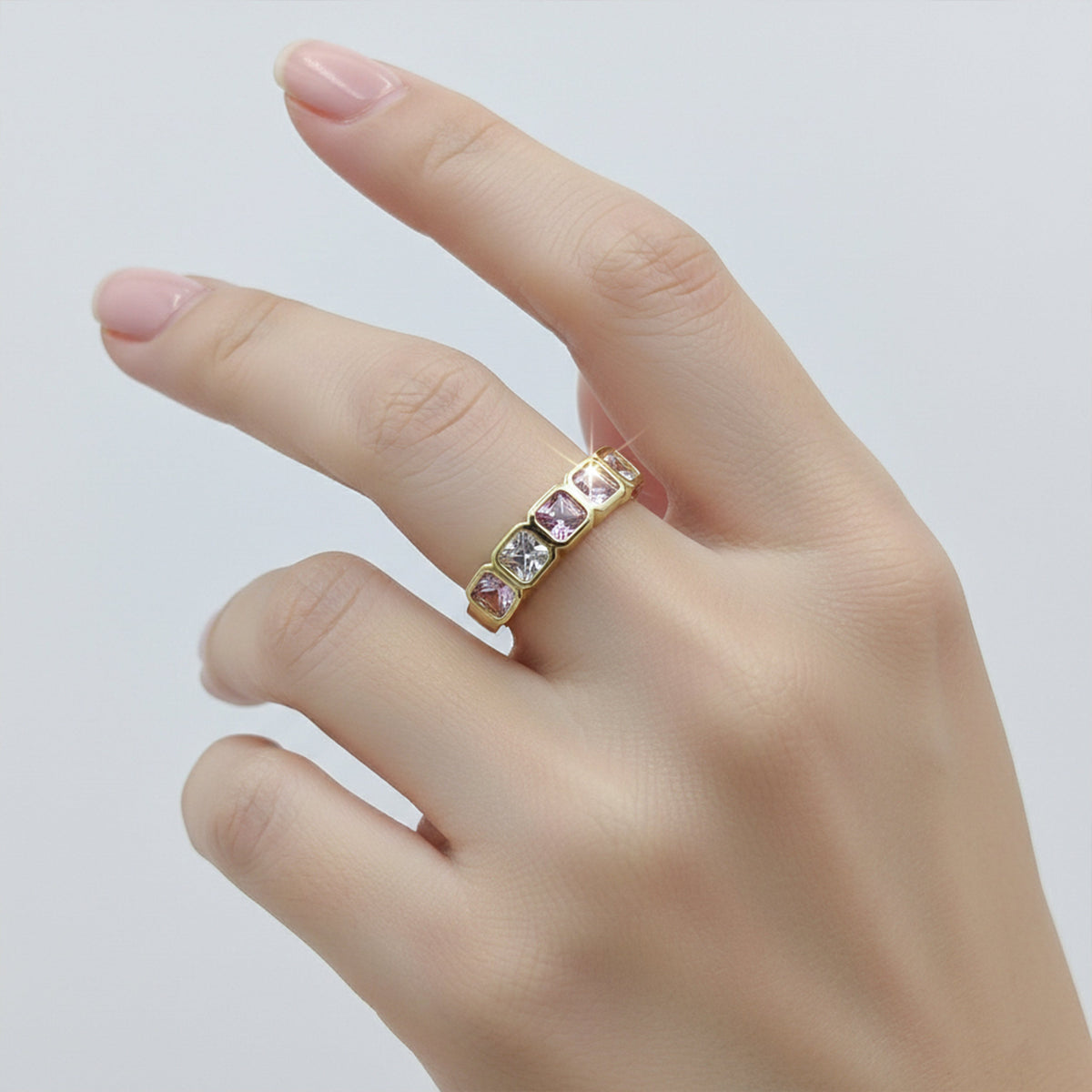 Luxe Princess Cut Eternity Gold Ring jewellery product view 2