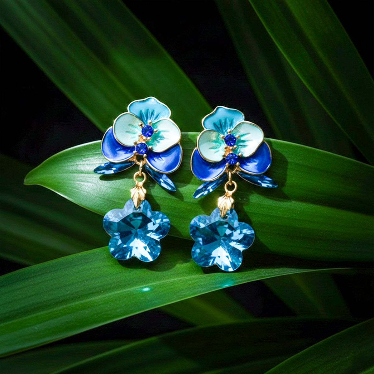 Blue Aura Drops Earrings jewellery product view 1