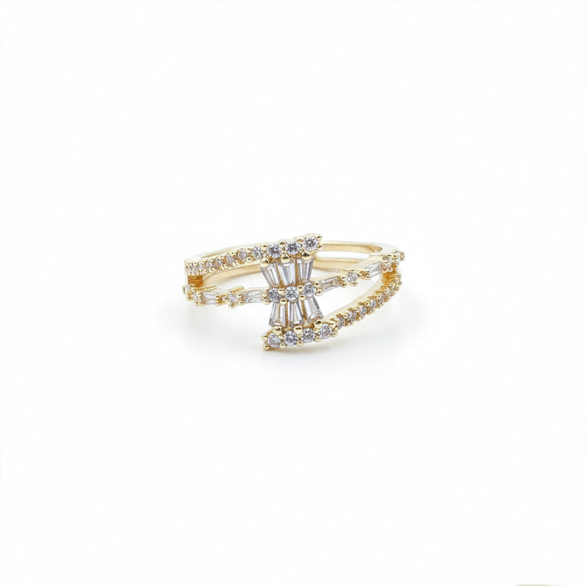 Regal Sparkle Criss-Cross Band Ring jewellery product view 5