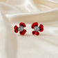 Red Blossom Crystal Luxury Earrings jewellery product view 3