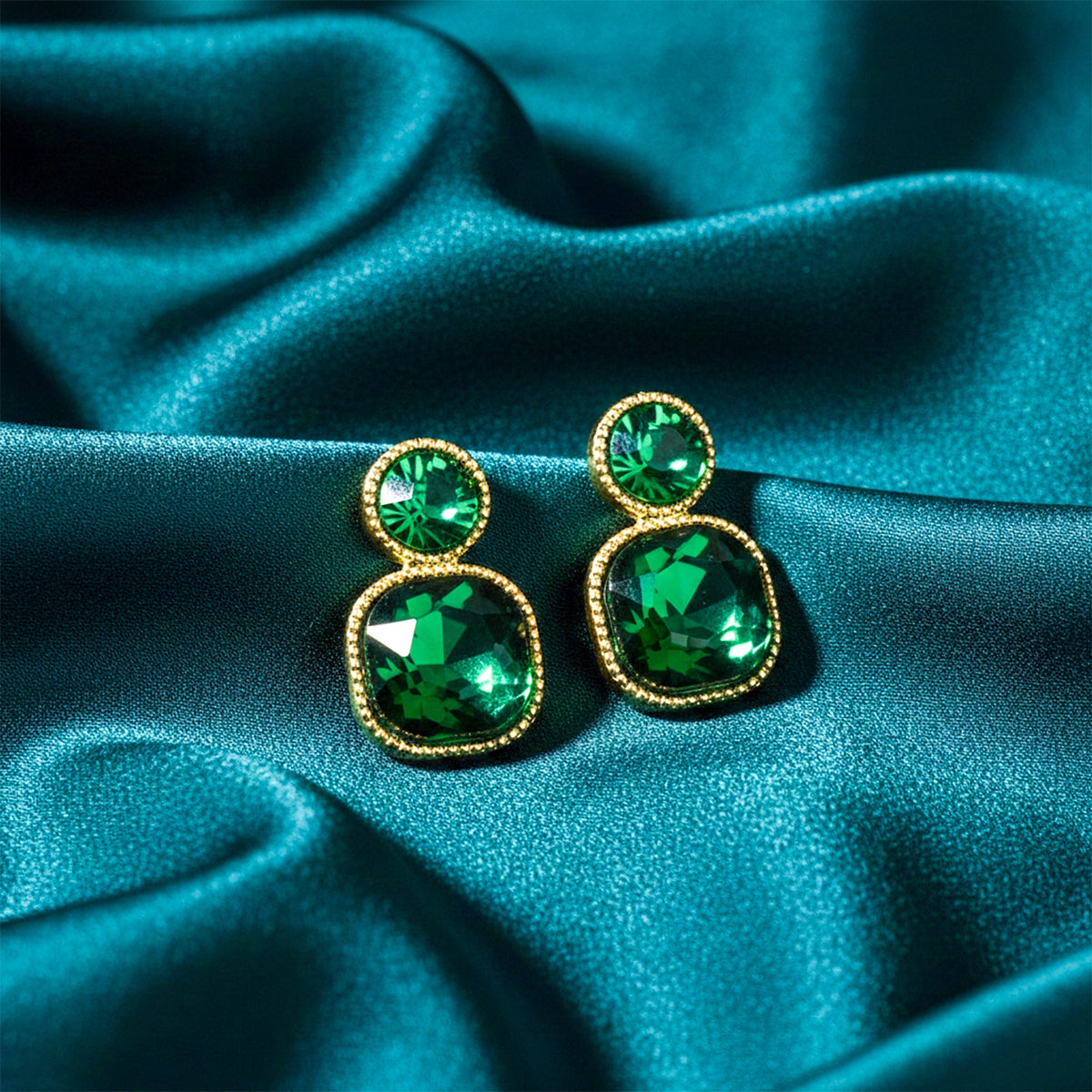 Green Gemstone Earrings jewellery product view 1