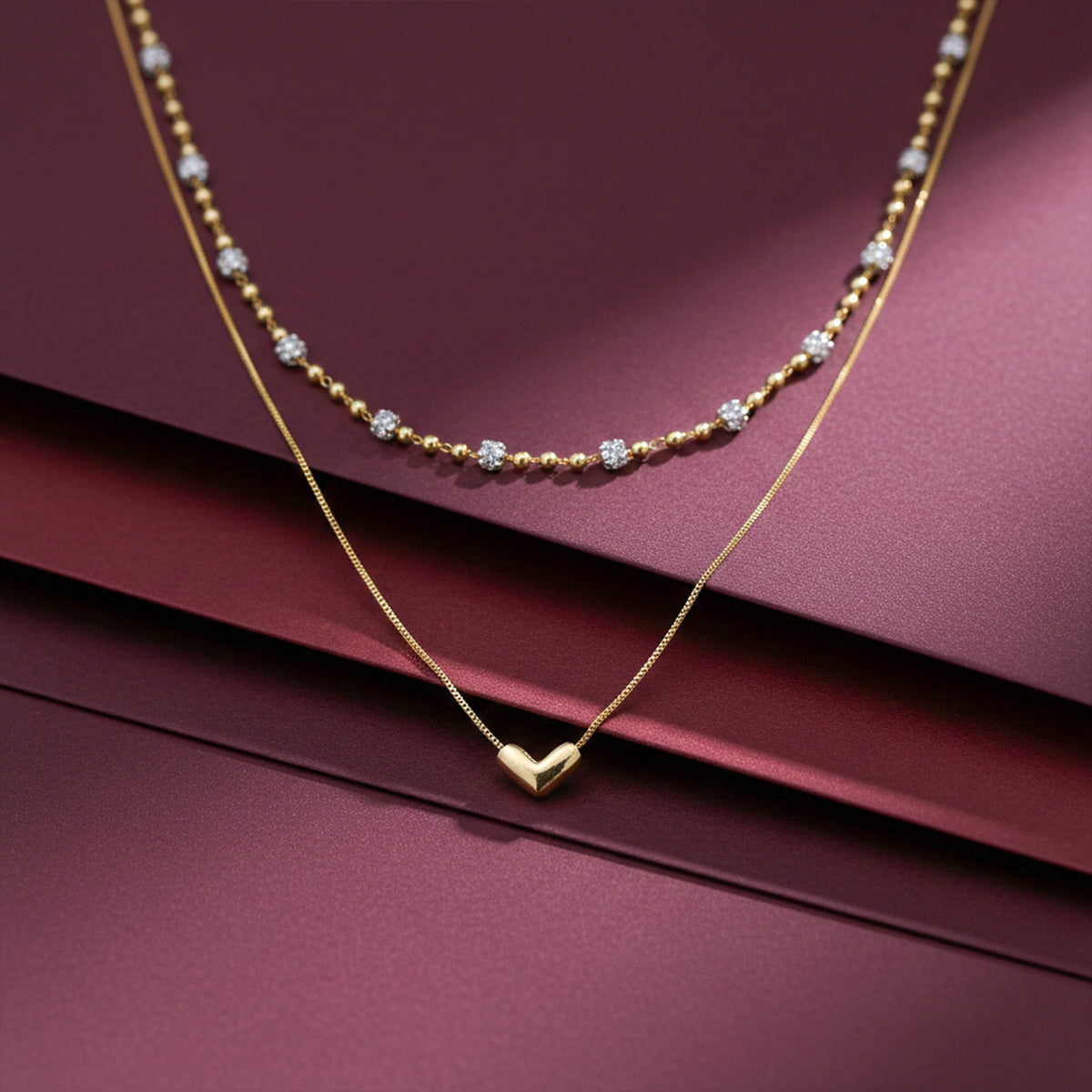 Luxpenny Dual Layer Gold Heart Necklace jewellery product view 2