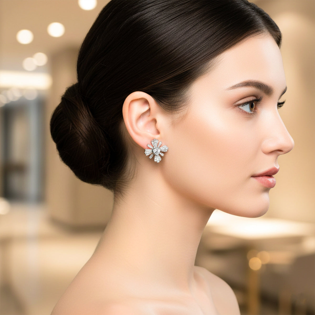 Divine Diamond Studs Earrings jewellery product view 3
