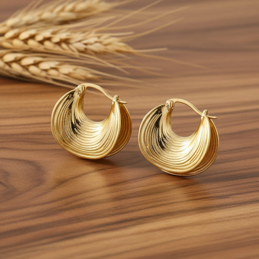 Waves Gold Hoops Earrings jewellery product view 2