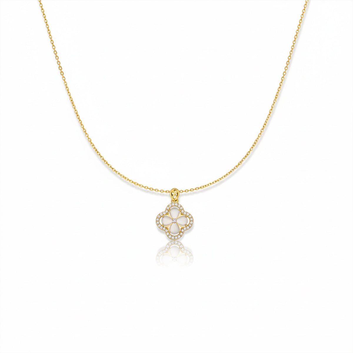 Gold Clover Pendant Necklace jewellery product view 3