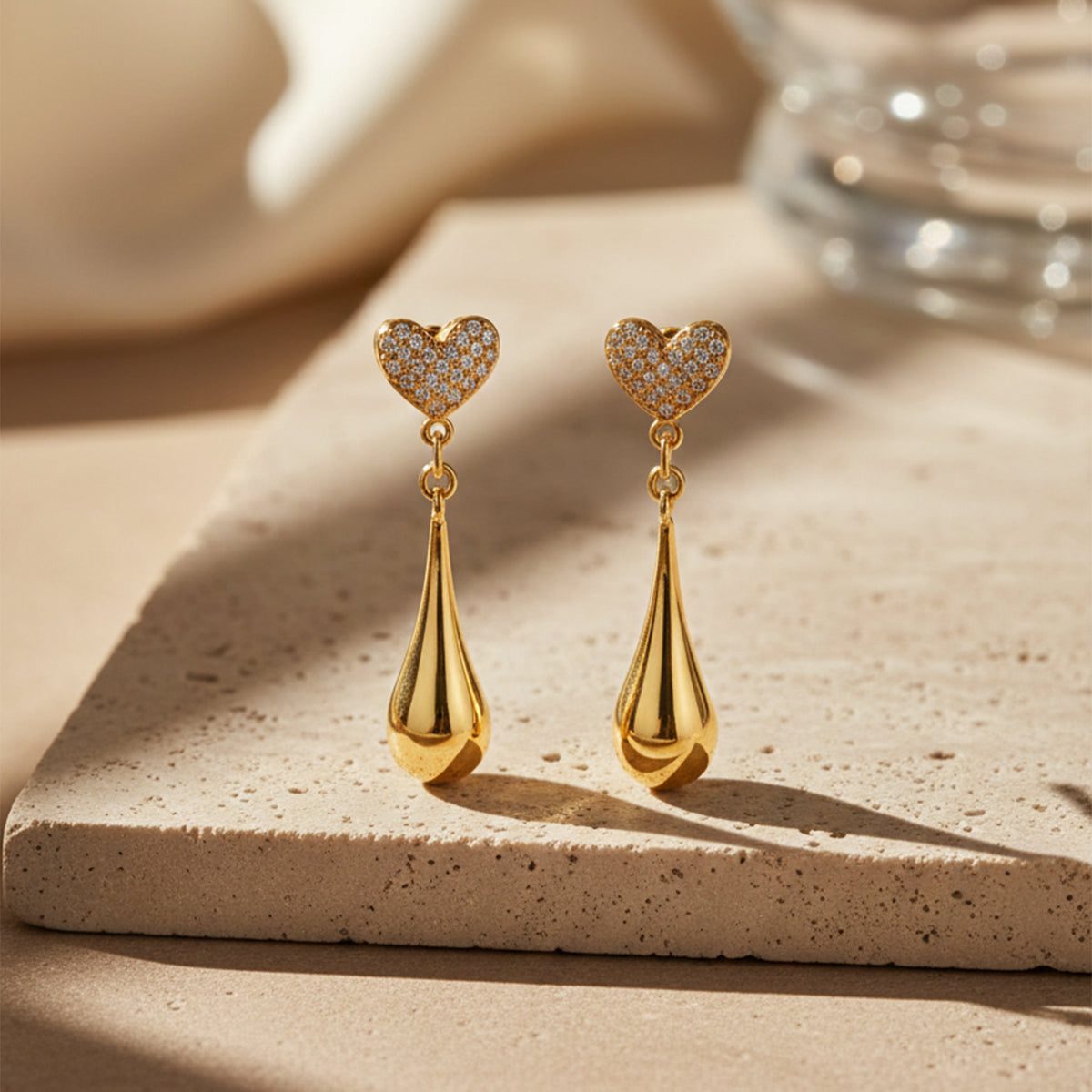 Golden Heart Drip Luxe Earrings jewellery product view 1