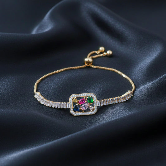Opulent Multicolor Baguette Stone Bracelet jewellery product view 2