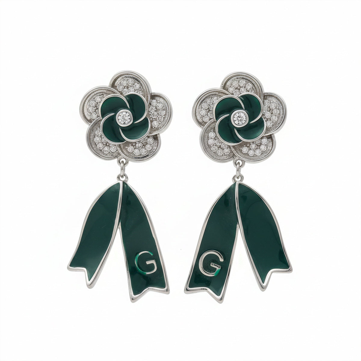 Enamel Floral Ribbon Earrings jewellery product view 6