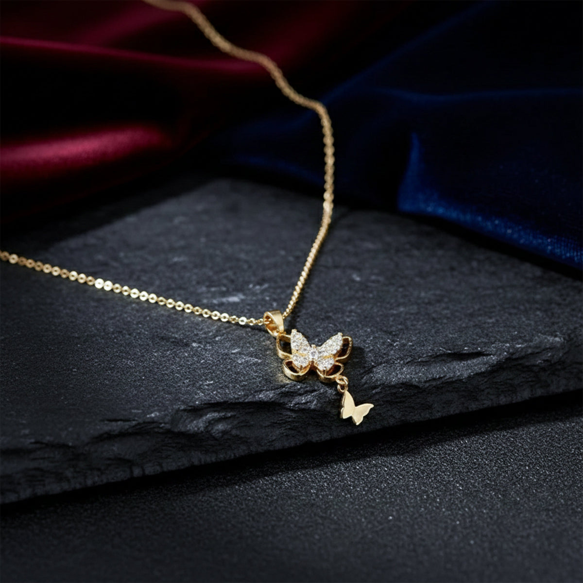 Royal Crystal Butterfly Drop Necklace jewellery product view 5