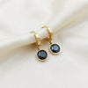 Designer Gold Hoop Black Stone Earrings jewellery product view 1