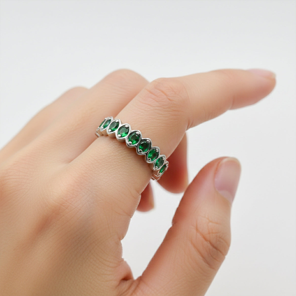 Prestige Green Stone Eternity Ring jewellery product view 3