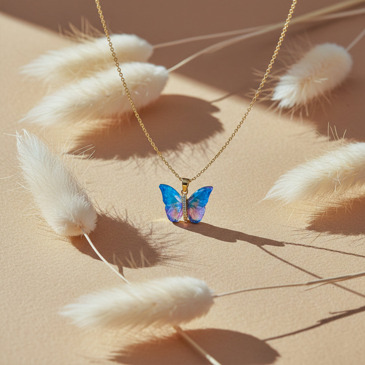 Aurora Butterfly Gold Pendant Necklace jewellery product view 1