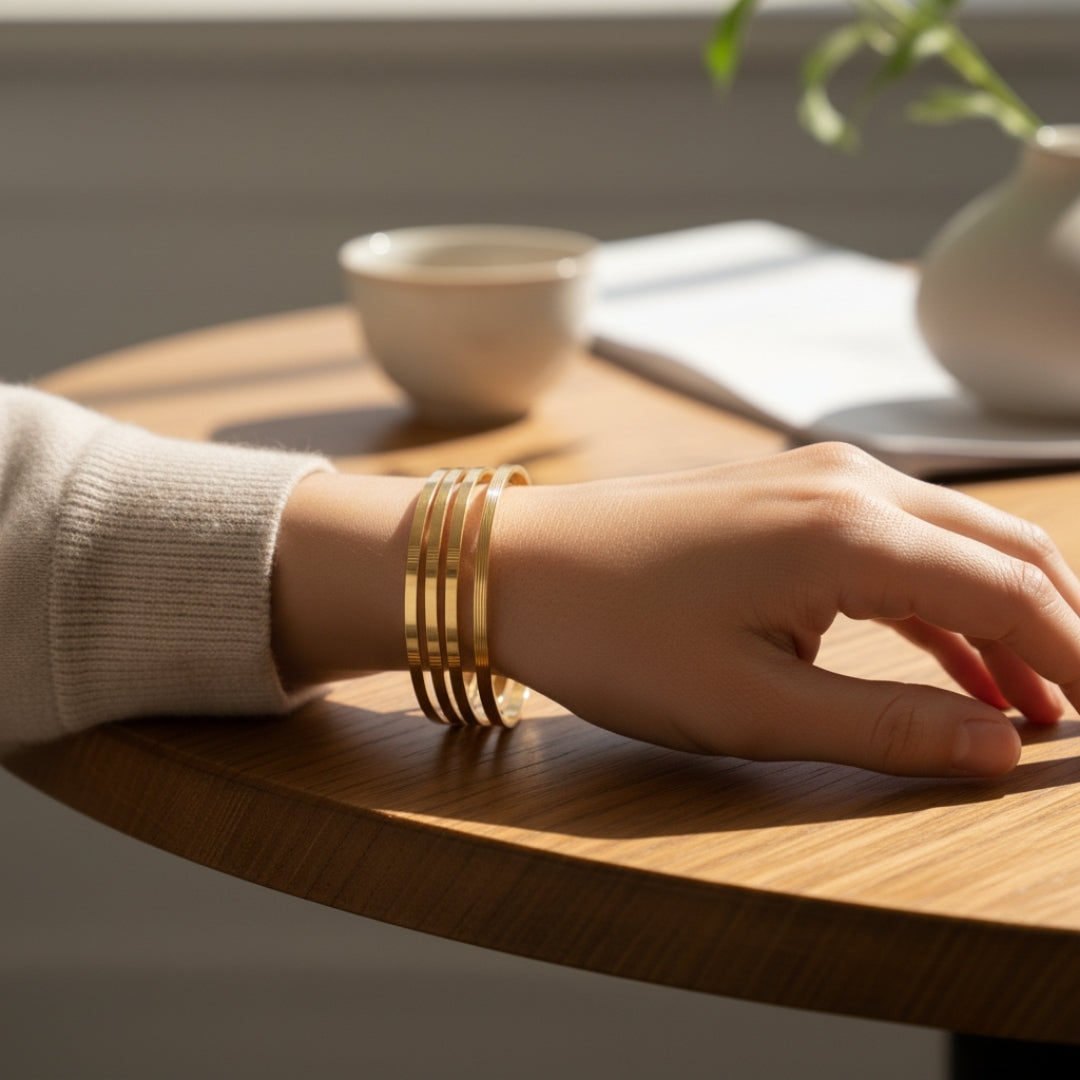 Classic Slim Gold Bangles jewellery product view 3