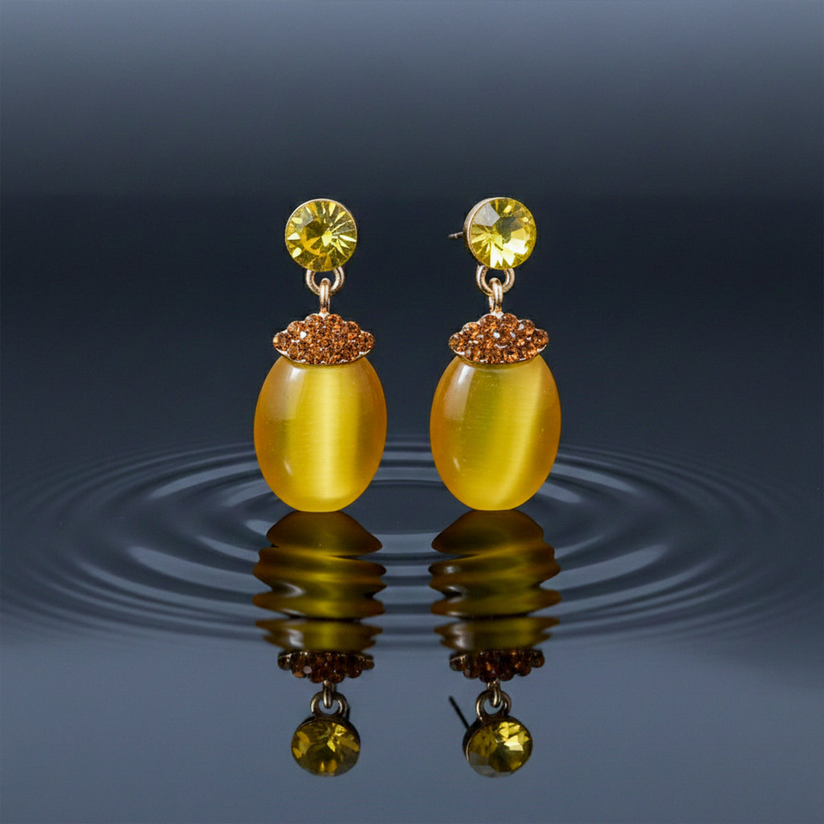 Sunlit Elegance Cat Eye Earrings jewellery product view 4