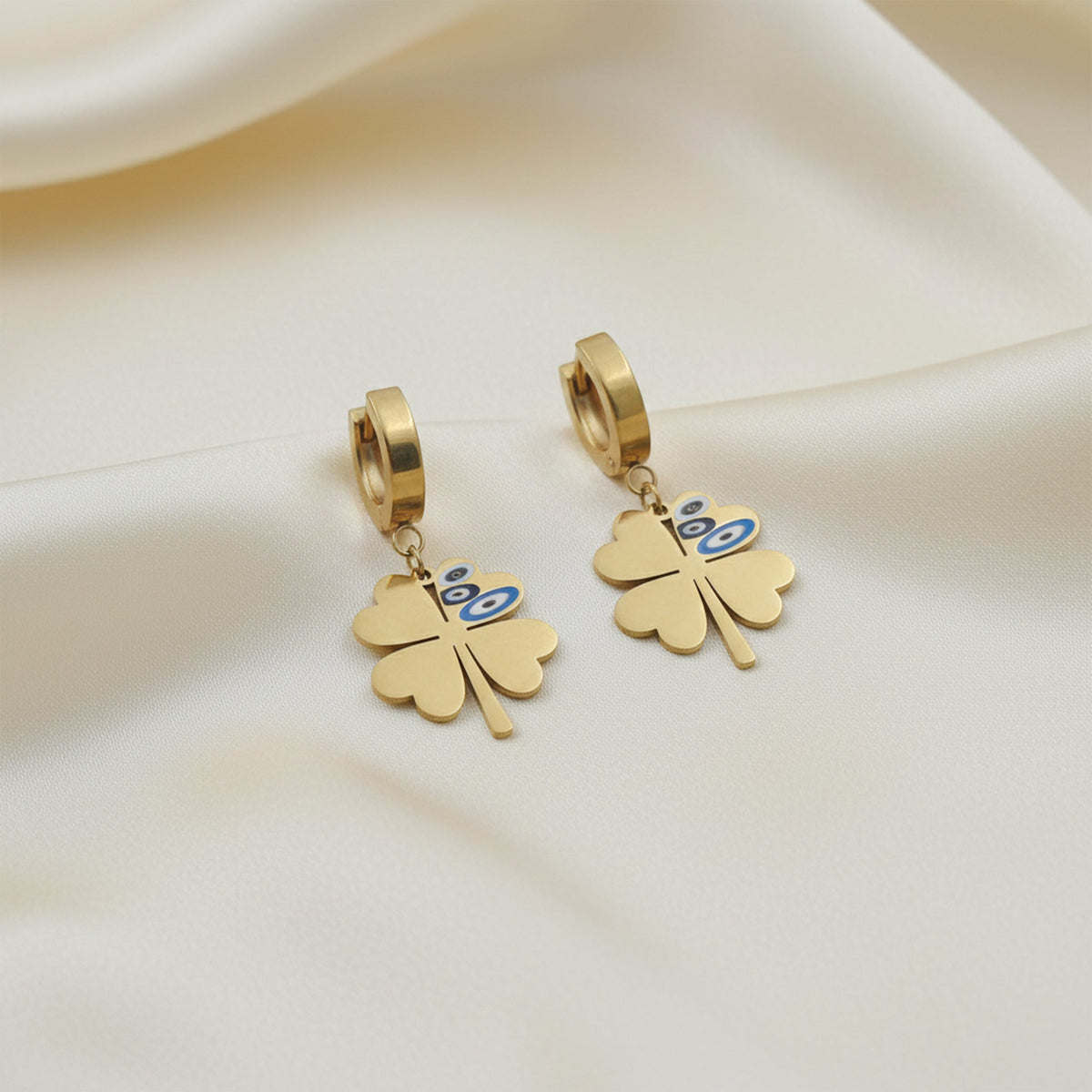 Elite Nazar Clover Charm Drop Earrings jewellery product view 1
