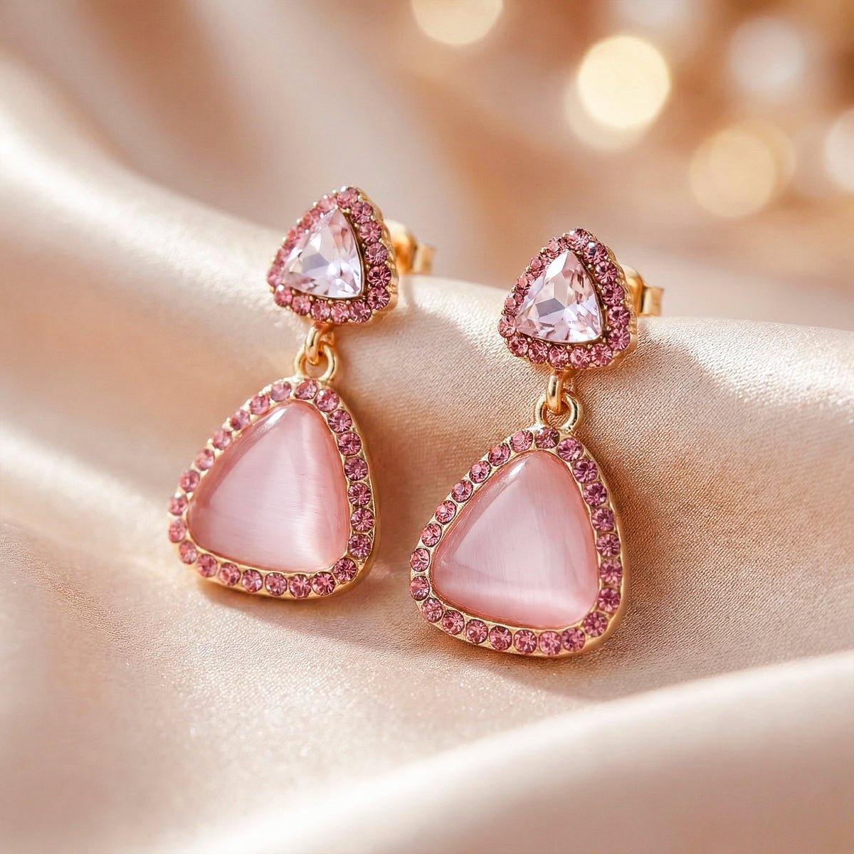 Rose Aura Gemstone Dangle Earrings jewellery product view 2